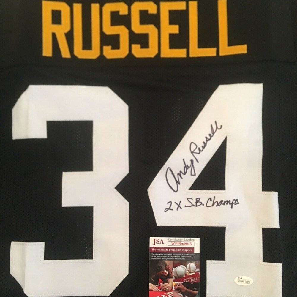 Signed COA Andy Russell Steelers Jersey